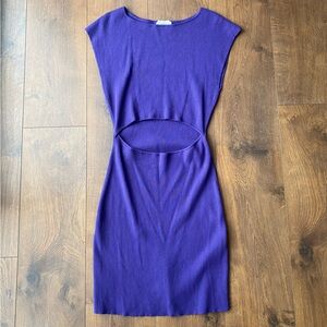 Wilfred Free Ribbed Knit Mini Dress in Vibrant Purple size Large